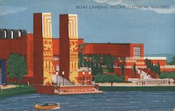 Boat Landing Pylons, Electrical Buildings - Chicago World's Fair 1933 Postcard