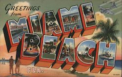 Greetings from Miami Beach Fla. Florida Postcard Postcard Postcard
