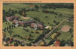 Airplane View of Penn Hall School Postcard