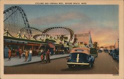 Cyclone and Virginia Reel Revere Beach, MA Postcard Postcard Postcard