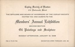 1948 Copley Society of Boston 270 Dartmouth Street Postcard