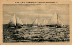 Yacht Race on Great South Bay Bay Shore, NY Postcard Postcard Postcard