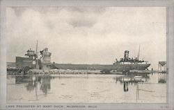 Lake Freighter at Mart Dock Muskegon, MI Postcard Postcard Postcard