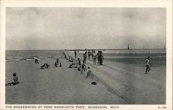 The Breakwater at Pere Marquette Park Muskegon, MI Postcard Postcard Postcard