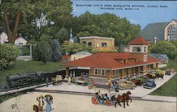 Miniature City's Pere Marquette Station, Clinch Park Traverse City, MI Postcard Postcard Postcard