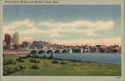 Cherry Street Bridge and Skyline Toledo, OH Postcard Postcard Postcard