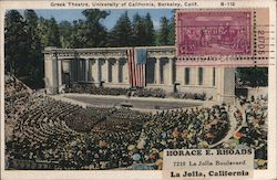 Greek Theatre, University of California Berkeley, CA Postcard Postcard Postcard