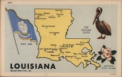 Lousiana Map Postcard