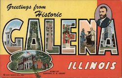 Greetings from Historic Galena Illinois, Home of General U.S. Grant Postcard