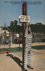 The "Whipping Post" and Its Cat of Nine Tails. The Old Jail. Postcard
