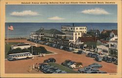 Rehobeth Avenue showing Belhaven Hotel and Atlantic Ocean Rehoboth Beach, DE Postcard Postcard Postcard