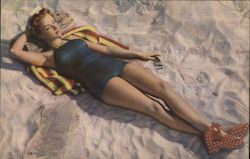 Bathing Beauty c.1940 Postcard