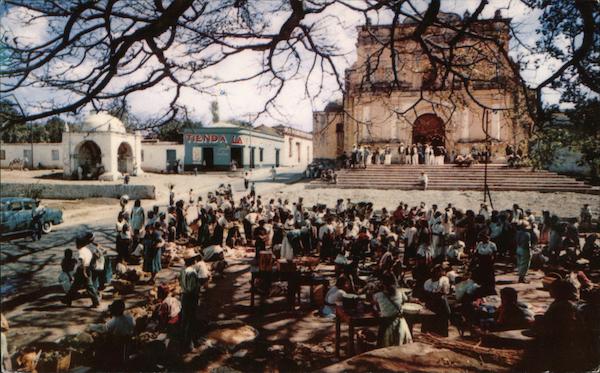 Market Day in Palín, Church Guatemala Central America