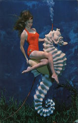 Mermaid on a Seahorse - Weeki Wachee Springs Florida Ted Lagerberg Postcard Postcard Postcard