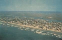 Aerial View Showing Bathing Beach And Inland Waterway "The Seashore At Its Best!" Postcard