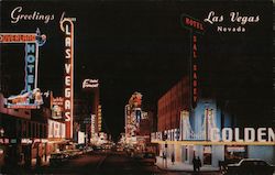 Fremont Street at Night - Glitter Gulch Postcard