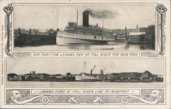 Str. Puritan Leving Pier at Fall River for New York Massachusetts
