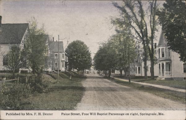 Paine Street, Free Will Baptist Parsonage on right Springvale Maine