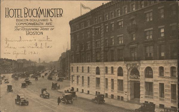 Hotel Buckminster, Beacon Boulevard & Commonwealth Avenue Boston Massachusetts