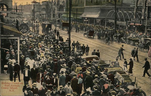 Holiday Crowd on Surf Avenue Coney Island New York