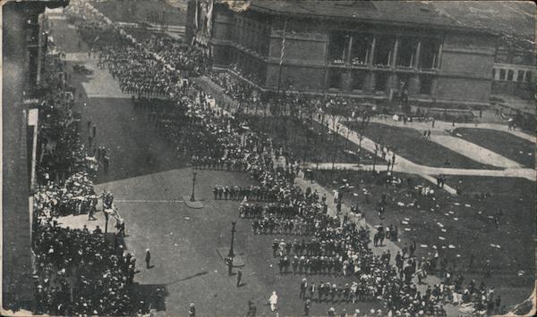 Marchers Pass Art Institute, Chicago Preparedness Parade, 1916 Illinois