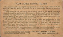 Advertising Card for Flynn Family History manuscript, genealogy Postcard