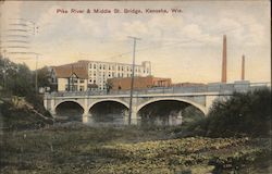 Pike River & Middle Street Bridge Kenosha, WI Postcard Postcard Postcard