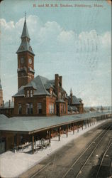 Boston & Maine Railroad Station Fitchburg, MA Postcard Postcard Postcard