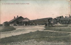 R.R. Station Scene North Falmouth, MA Postcard Postcard Postcard