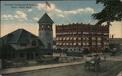 Railroad Station and Richardson Hotel Lowell, MA Postcard Postcard Postcard