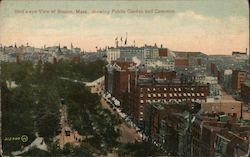 Bird's-eye View of Boston, Mass., showing Public Gardens and Common Postcard