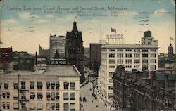 Looking East From Grand Avenue and Second Street Postcard