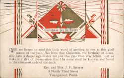 Christmas Card from Rev. and Mrs. J.F. Strayer Postcard