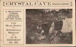 Crystal Cave Springfield, MO Postcard Postcard Postcard