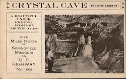 Crystal Cave, Electric Lighted, Beautiful Under Ground Mystery of the Ages, Ozarks Springfield, MO Postcard Postcard Postcard