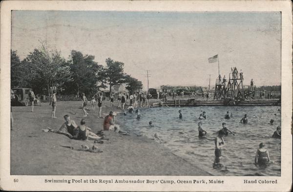 Swimming Pool at the Royal Ambassador Boys' Camp Ocean Park, ME Postcard