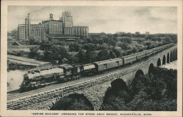 Empire Builder Crossing the Stone Arch Bridge Minneapolis Minnesota