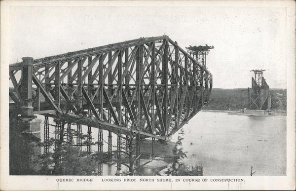 Quebec Bridge Looking from North Shore, In Course of Construction QC Canada