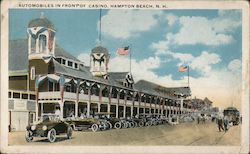 Automobiles in Front of Casino Hampton Beach, NH Postcard Postcard Postcard