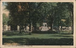 City Park, Soldiers' Monument Corry, PA Postcard Postcard Postcard