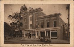 Post Office and Drug Store Postcard