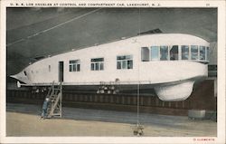 U.S.S. Los Angeles at Control and Compartment Car Postcard