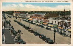 View of Business Section, College Avenue Postcard