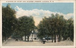 Junction of Court and Academy Streets Laconia, NH Postcard Postcard Postcard