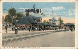 B & M Railroad Station, Western Division Postcard