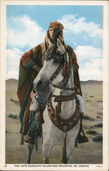 The Late Rudolph Valentino Mounted on Jadaan Postcard