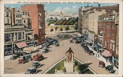 Park Square, Lincoln Monument and State House Postcard