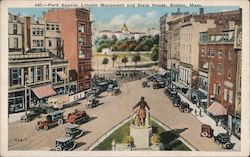 Park Square, Lincoln Monument and State House Boston, MA Postcard Postcard Postcard