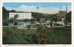 Mineral Well Park and Petoskey Hospital Postcard