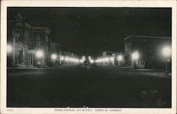 Penn Avenue at Night Oberlin, KS Postcard Postcard Postcard